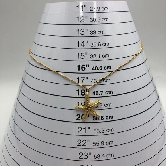 18K Gold Plated Women's Starfish Necklace with Cubic Zirconia Center Waterproof - Picture 8 of 12
